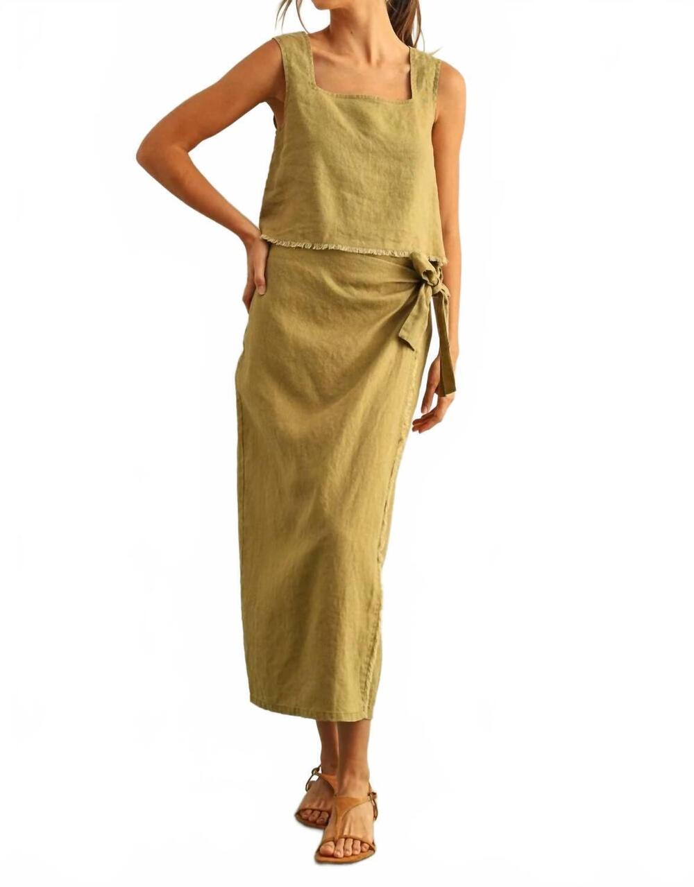 NEW DEON linen tank top in khaki